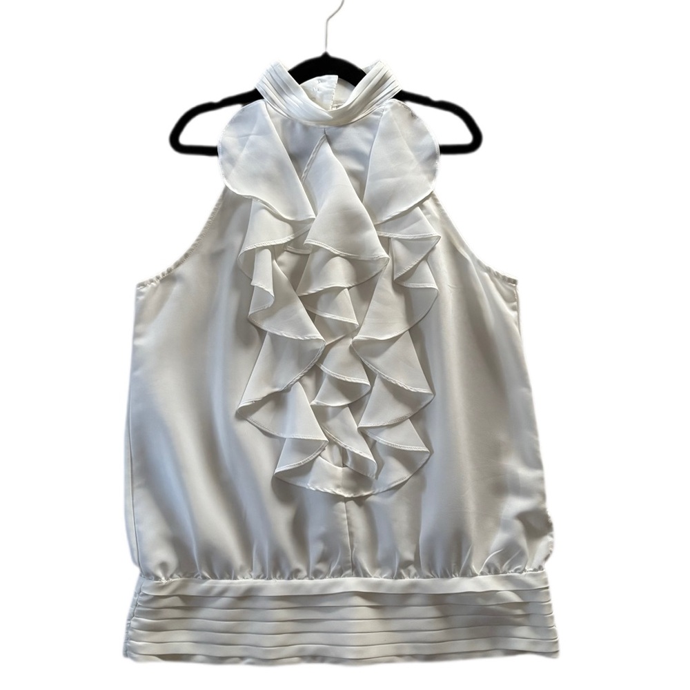 Elegant White Ruffled Women's Top